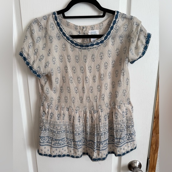 Sigrid Olsen Tops - Sigrid Olsen Cream and Blue Patterned Blouse